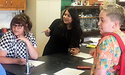  Alethea Mata, Dell City ISD's new secondary science teacher, with students on the first day of clas